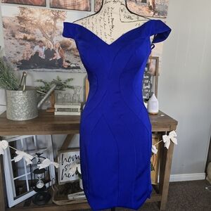 Elegant Blue Off-Shoulder Dress